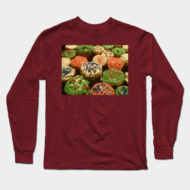 Christmas cupcakes with sprinkles Long Sleeve T-Shirt by someartworker